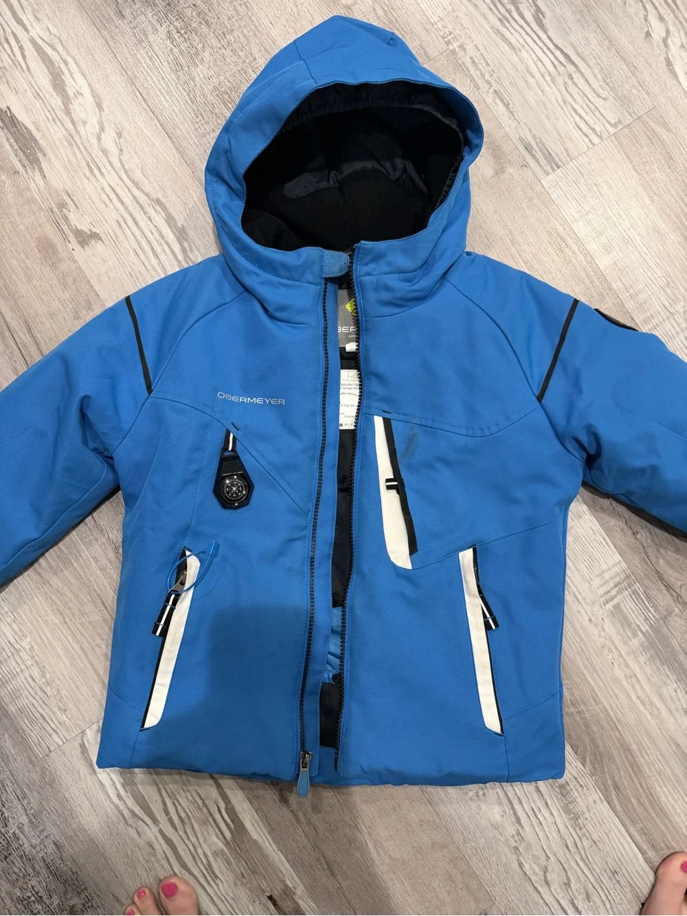 Obermeyer Boys' Blue Puffer Jacket with White Accents